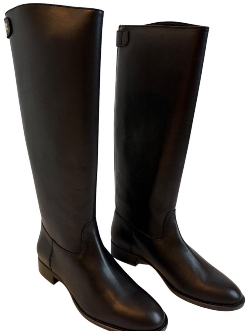 J.Crew Black Leather Knee-High Zipper Riding Boots, Size 7.5